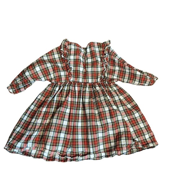 J.Crew Girls' Snowy Stewart Tartan Long-Sleeve Ruffle-Shoulder Dress 7 Holiday - Picture 5 of 8